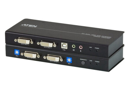 USB DVI Dual View Cat 5 KVM Extender (1024 x 768@60m) - CE604