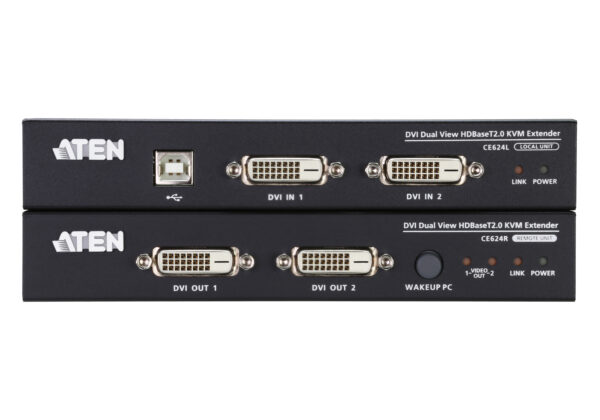 USB DVI Dual View HDBaseT™ 2.0 KVM Extender (1920 x 1200 @100 m) - CE624