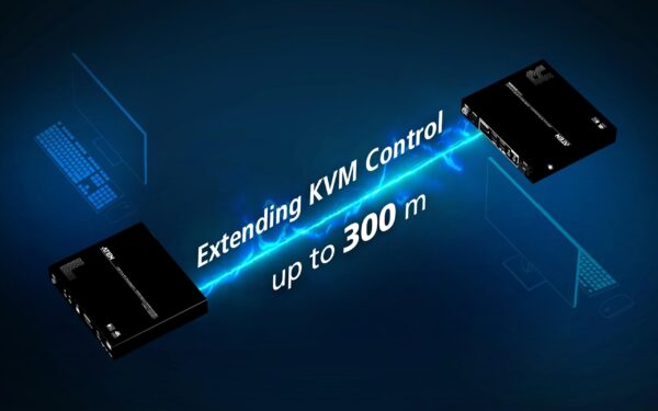 USB True 4K DisplayPort/HDMI Optical KVM Extender (True 4K @ 300 m) - CE980