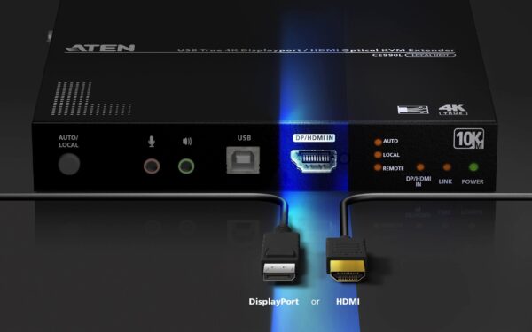 USB True 4K DisplayPort/HDMI Optical KVM Extender (True 4K @ 10 km) - CE990