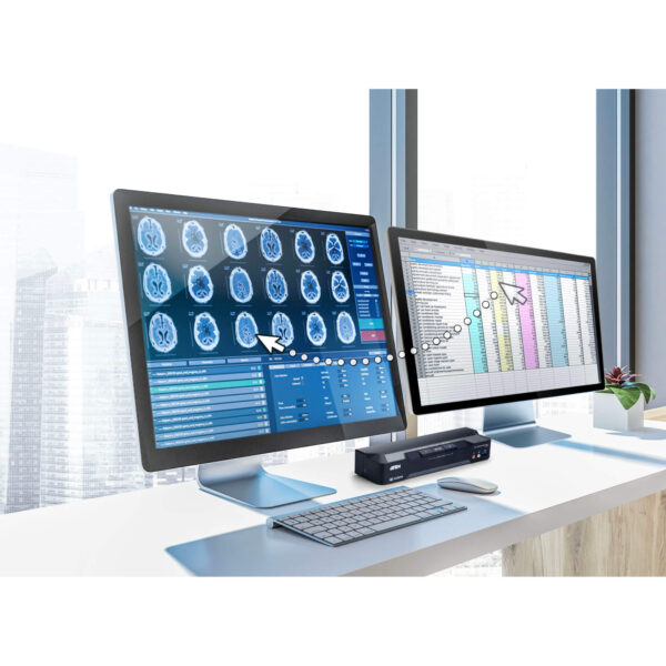 2-Port 4K DisplayPort Dual Display Mini-Matrix Boundless KVM Switch - CM1942