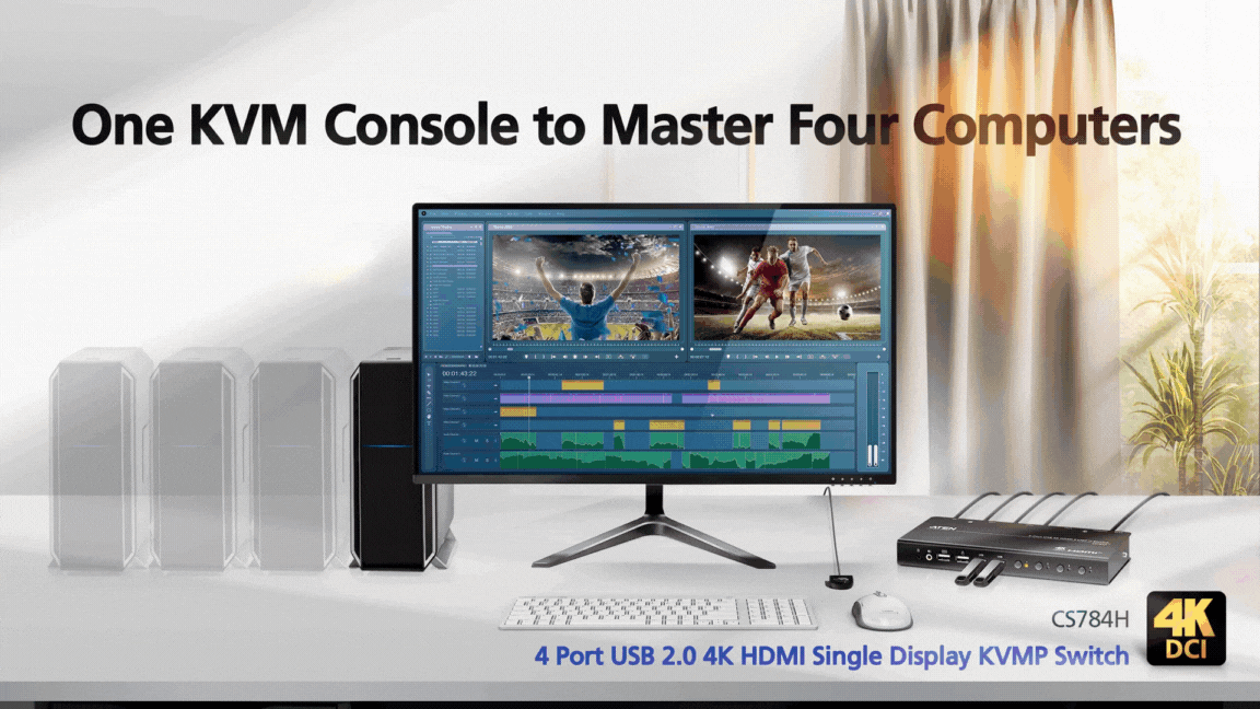 4-Port USB 4K HDMI KVMP™ Switch (Cables included) - CS784H