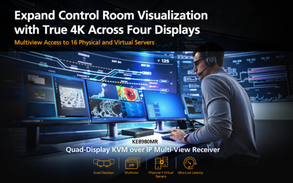 4K Quad-Display KVM over IP Multi-View Receiver - KE8980MR
