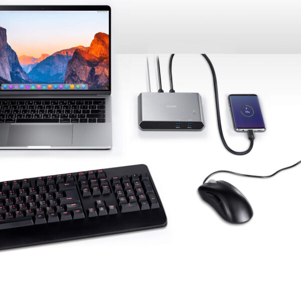 2-Port 4K HDMI USB-C KVM Dock Switch with Power Pass-through - US3310